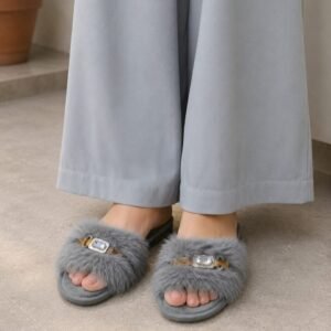 grey double fur flat