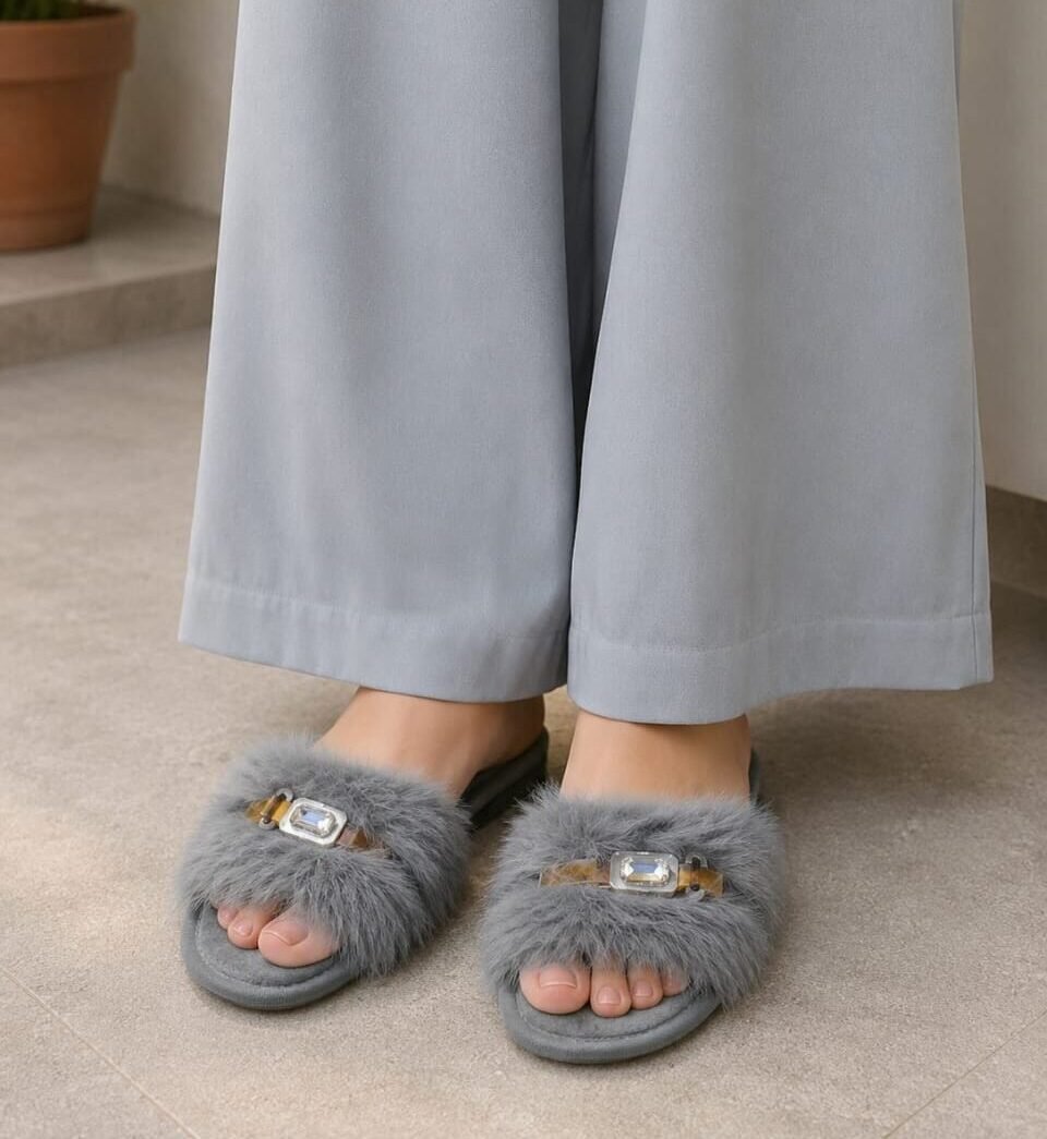grey double fur flat