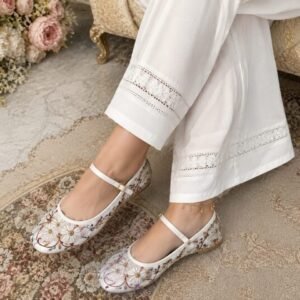 embroided net pumps
