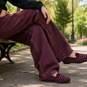 Stylish mehroon coatshoe