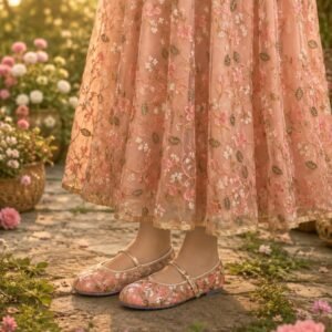 Embroided pump